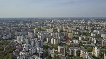 Aerial of typical Eastern European residential area. Warsaw, Poland