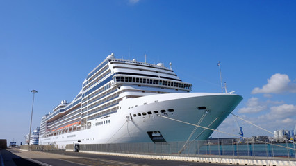 Large cruise ships in the port.
