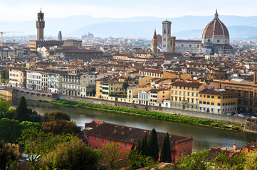 Panoramic sunset over cathedral of Santa Maria del Fiore