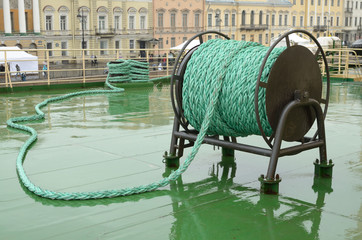 Marine rope is imposed on the coil.