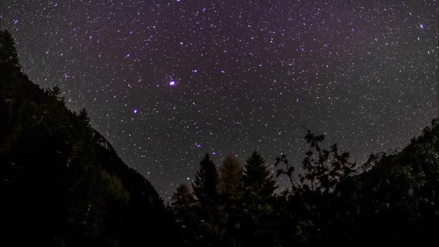 Timelapse during the night in the mountains in 4k quality.