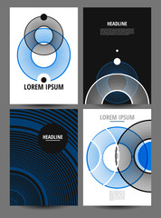 Backgrounds with circles. Abstractions for your project. Blue color. Empty templates for your information. Decor for presentations, banners, posters, covers.