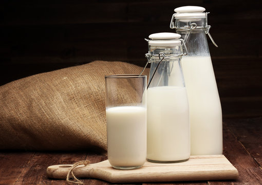 milk products - tasty healthy dairy products on a table 
