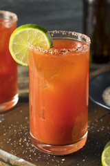 Homemade Michelada with Beer and Tomato Juice
