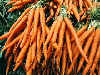 Fresh Carrots For Sale In Vegetable Market
