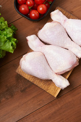 Chicken shin on the wooden table