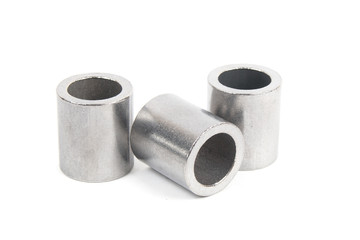 Metalworking technologies. Metal steel cylinders on a white background.