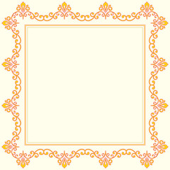 Oriental vector frame with arabesques and floral pattern. Fine greeting card