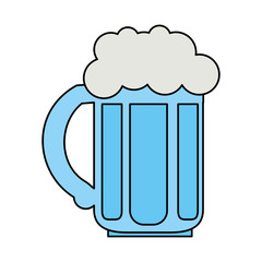 color image blue beer jar glass with foam vector illustration