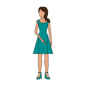 color image realistic silhouette faceless woman with dress clothing vector illustration
