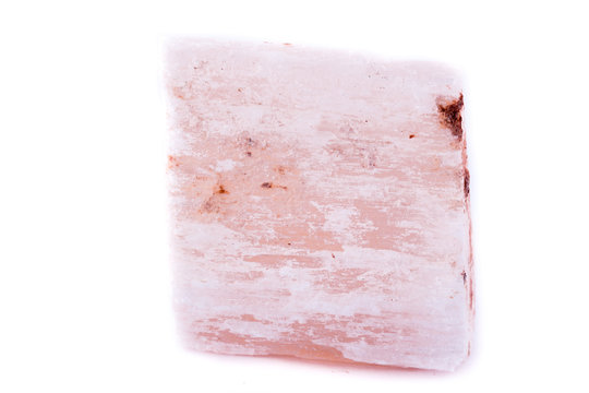mineral stone macro red plaster on the white background