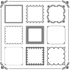 Vintage set of vector elements. Different square elements for decoration and design frames, cards, menus, backgrounds and monograms. Classic patterns. Set of vintage patterns