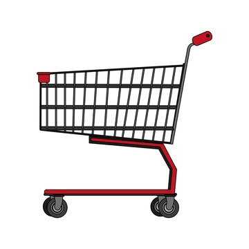 color image realistic shopping cart of supermarket vector illustration