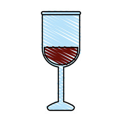 color crayon stripe image glass cup with wine vector illustration