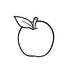 Apple with a leaf. Line drawing for coloring and schooling.