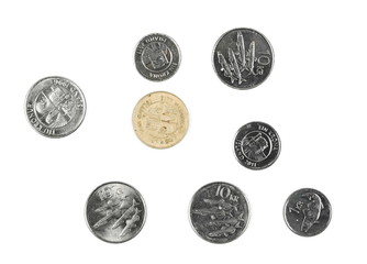 Icelandic coins isolated on white background, top view