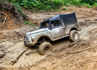 Off-road vehicle stuck on road