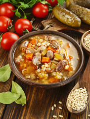 Rassolnik with chicken giblets