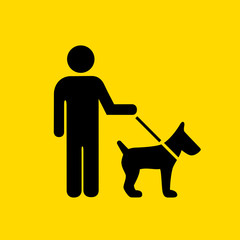 Man walking with dog sign