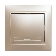 Light switch isolated on white background. Flat lay, top view