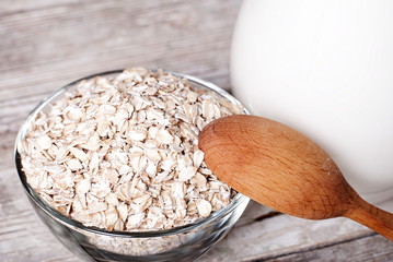 Cooking oatmeal in a measuring cup and milk