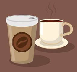 beverage coffee cup paper portable hot vector illustration