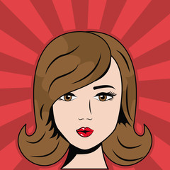 brunette woman pop art comic vector illustration