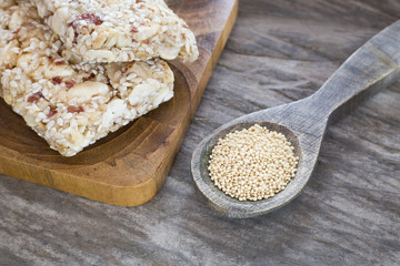 Amaranth bars in the wooden background - Amaranthus