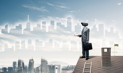 Concept of home security and privacy protection with camera head