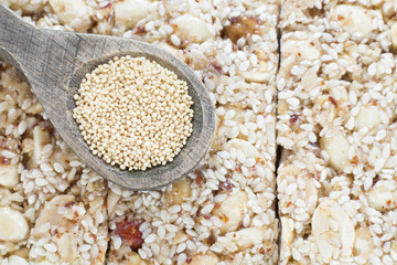 Amaranth bars in the wooden background - Amaranthus