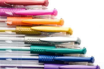 Fototapeta premium Colorful gel pen on white background