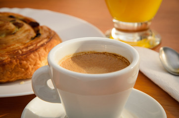 A cup of coffee at breakfast
