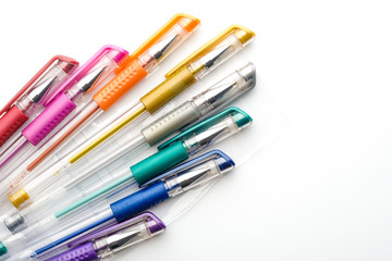 Colorful gel pen on white background - 148521235