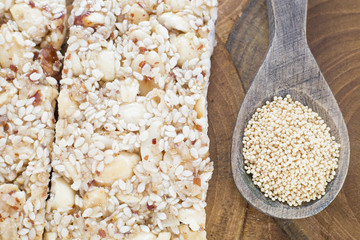 Amaranth bars in the wooden background - Amaranthus
