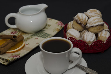 Coffee with cookies at breakfast