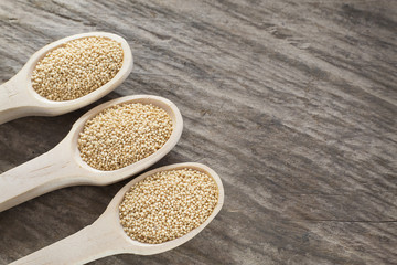 Amaranthus seeds on the wooden table - Amaranthus