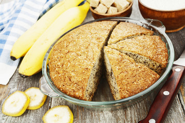 Banana cake and fresh bananas