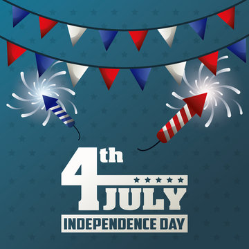 4th july independence day garland fireworks decoration celebrate vector illustration