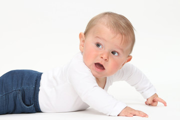 Naklejka premium Baby is on the belly and ramp