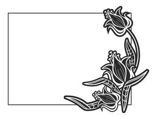 Black and white abstract horizontal frame. 