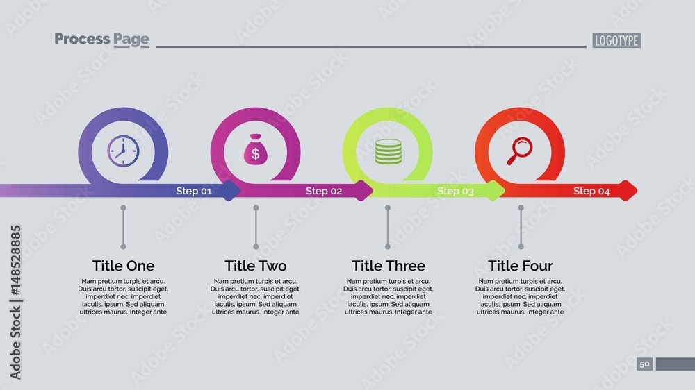 Wall mural four steps timeline slide template