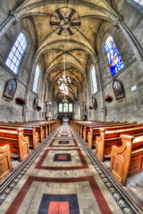 Fototapeta premium France, Port en Bessin - église, fisheye hdr