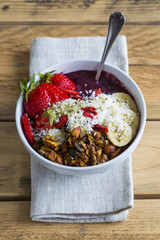 Acai bowl on napkin