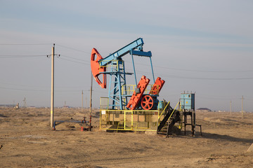 Fototapeta na wymiar Oil pump in western Kazakhstan