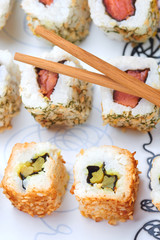 Sushi set on a white plate