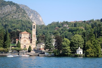 Tremezzo and San Lorenzo Church at Lake Como, Lombardy Italy 