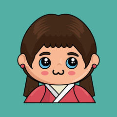 cute japanese doll kawaii style vector illustration design