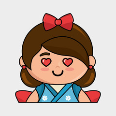 cute japanese doll kawaii style vector illustration design