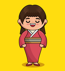 cute japanese doll kawaii style vector illustration design