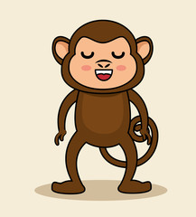 cute monkey style kawaii vector illustration design